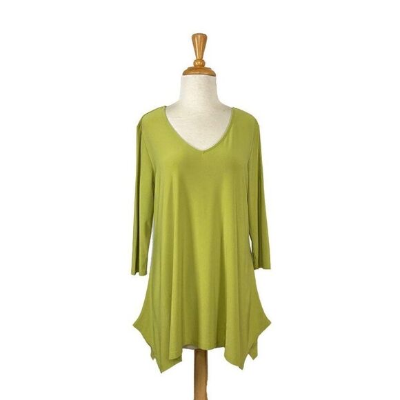 Alisha D. Tops - Alisha.d S Apple Green Tunic Top ADT-05A Art To Wear Travel Lagenlook Coastal